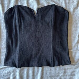 Anthropologie Black Textured Strapless Top